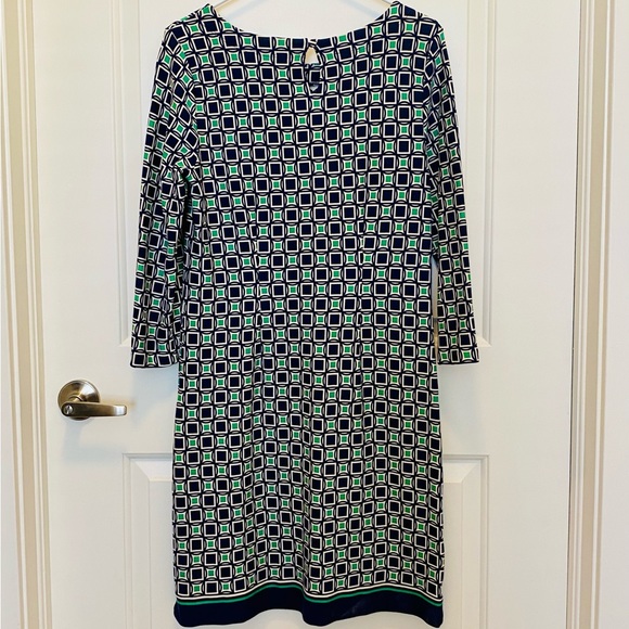 Talbots ponte knit sheath dress, blue/green (10) - Picture 6 of 10